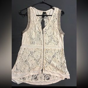 NEVER WORN Beige lace blouse